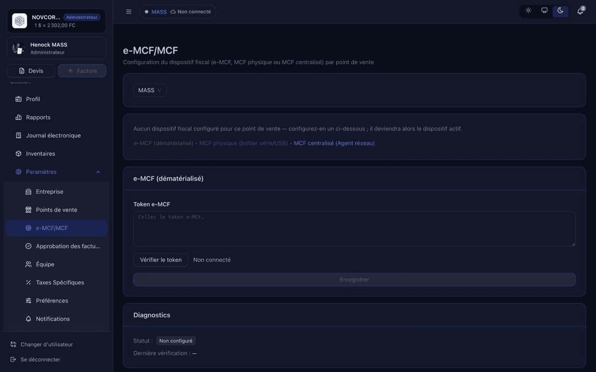 Configuration des dispositifs fiscaux
