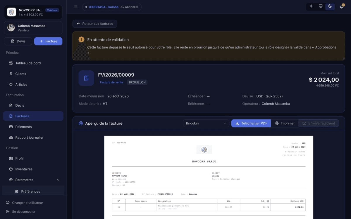 Configuration du seuil d'approbation